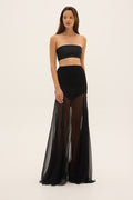 VEIL – black sheer silk chiffon maxi skirt