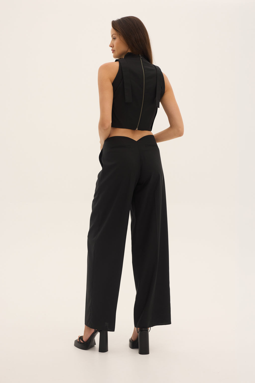 WIDE LINE – black wide-leg wool trousers