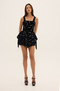 STARDUST MINI – black velvet mini dress with silver glitter