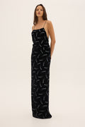 STARDUST MAXI – black velvet maxi dress with silver glitter