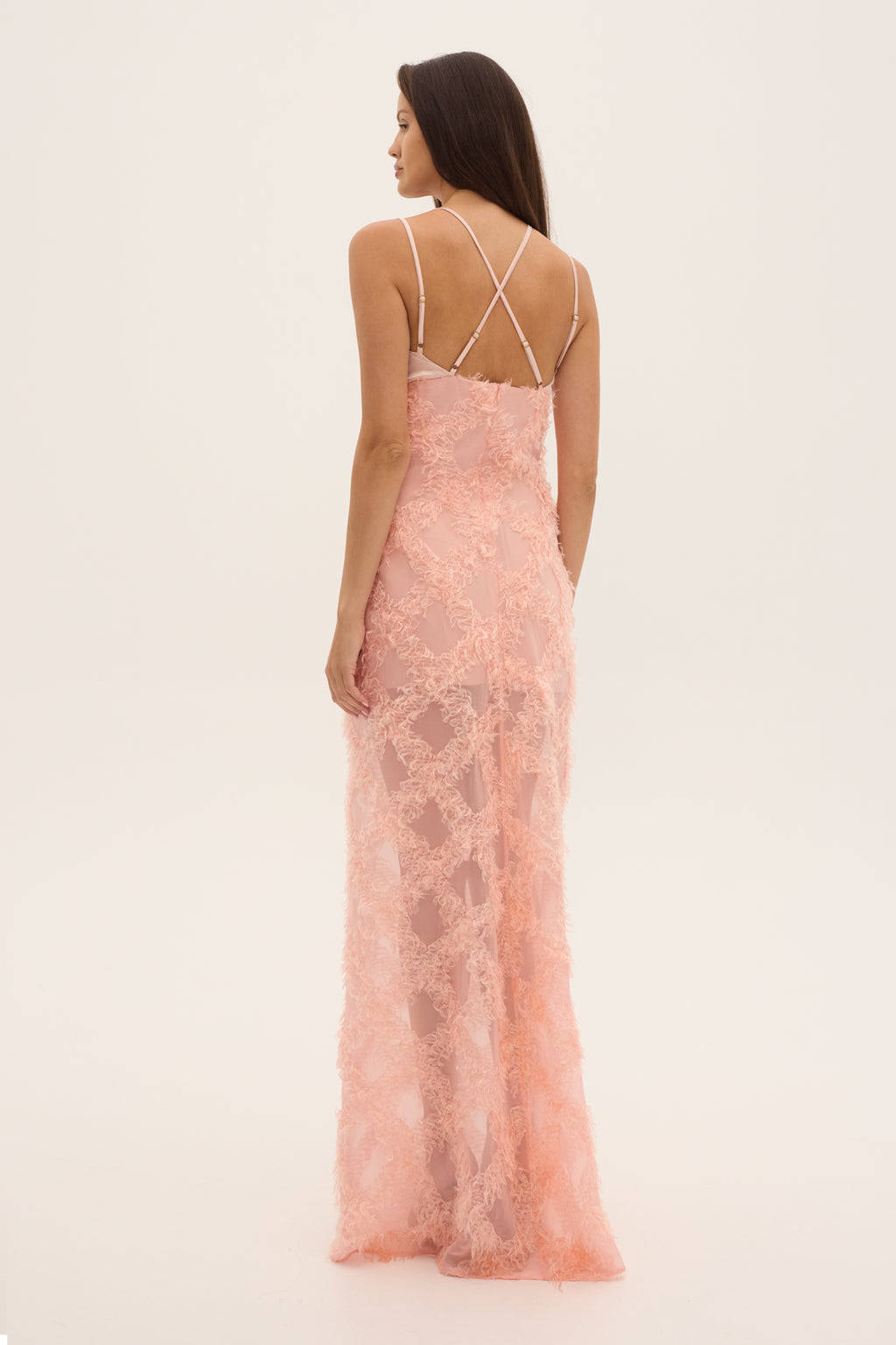 BLOOM – pale pink silk maxi dress, view 2