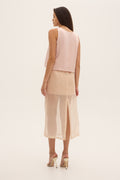 ILLUSION – beige silk organza midi skirt