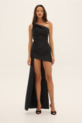 ASYMMETRY – black one-shoulder asymmetric dress